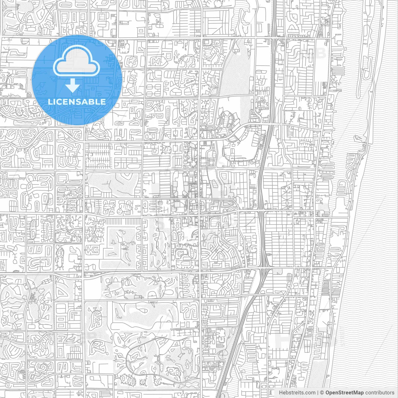 Boynton Beach, Florida, USA, bright outlined vector map