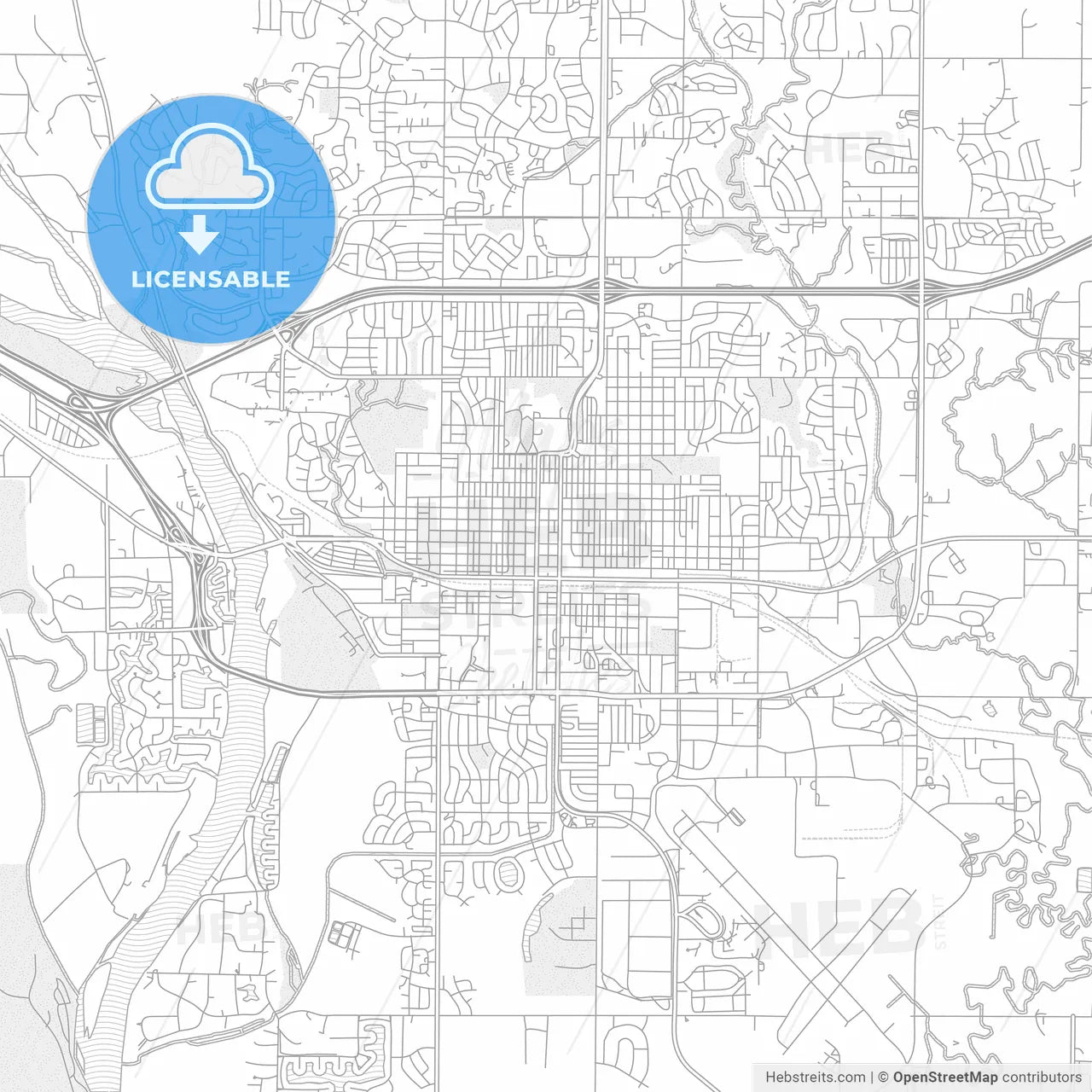 Bismarck, North Dakota, USA, bright outlined vector map