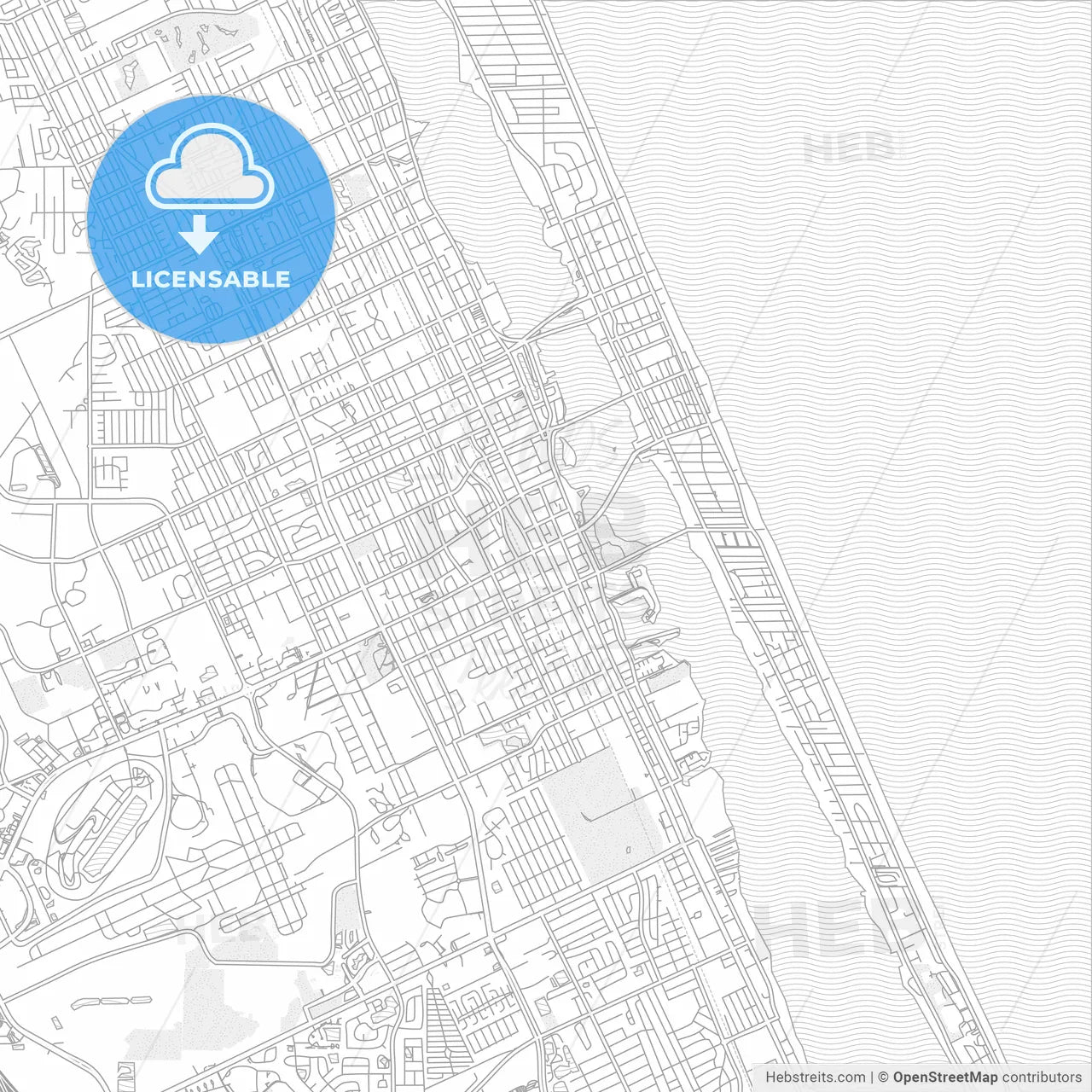 Daytona Beach, Florida, USA, bright outlined vector map