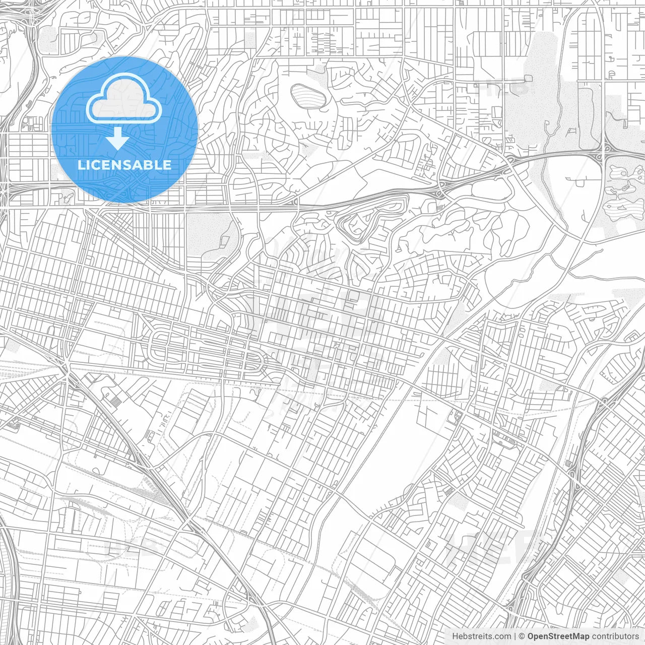 Montebello, California, USA, bright outlined vector map