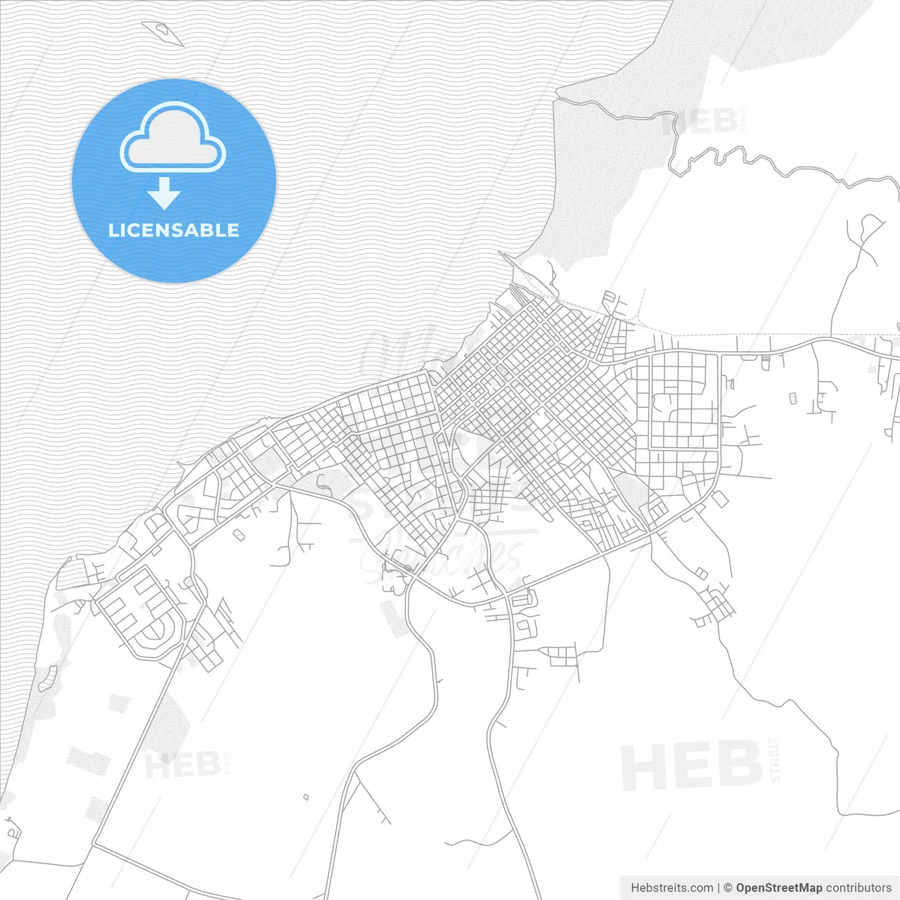 Manzanillo, Granma, Cuba, bright outlined vector map