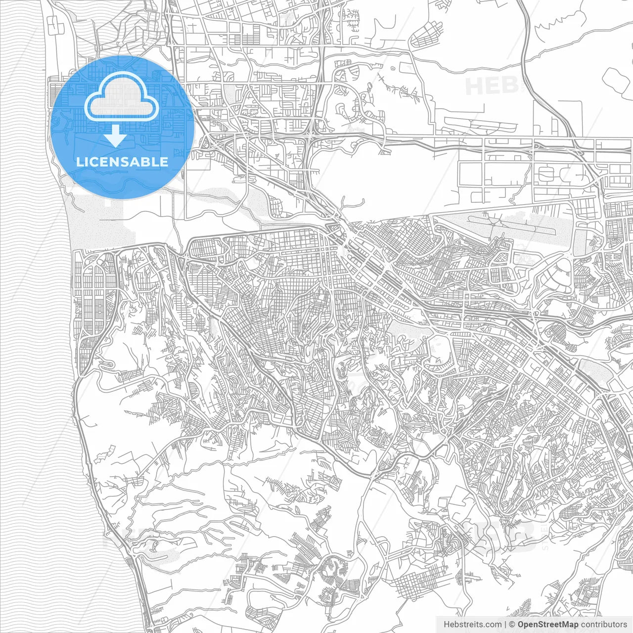 Tijuana, Baja California, Mexico, bright outlined vector map