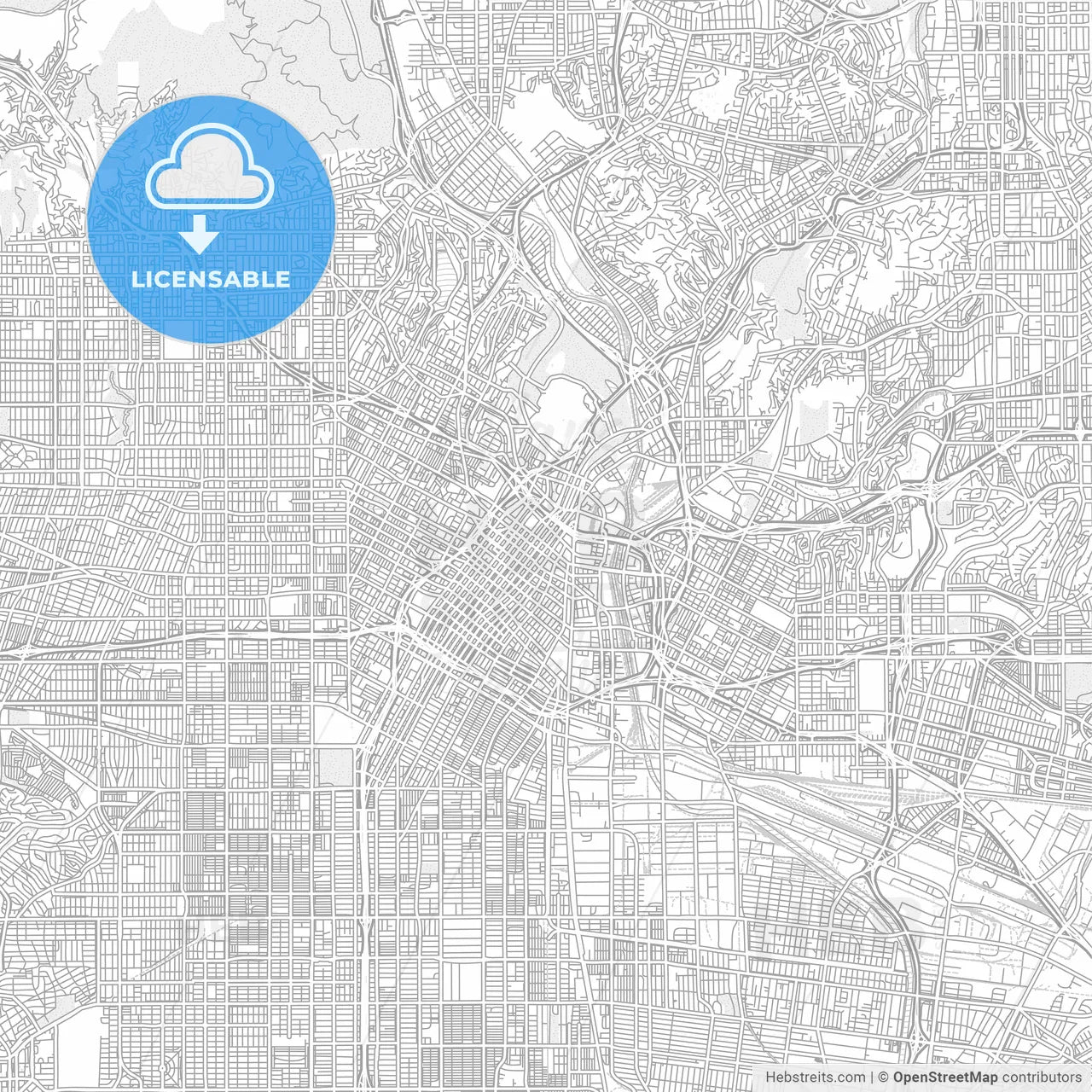 Los Angeles, California, USA, bright outlined vector map