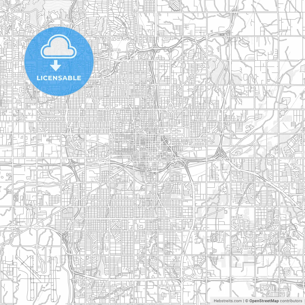 Oklahoma City, Oklahoma, USA, bright outlined vector map