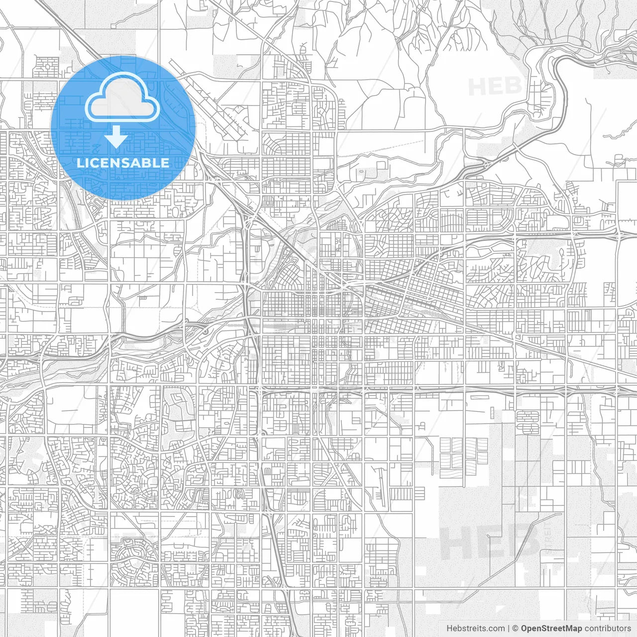Bakersfield, California, USA, bright outlined vector map