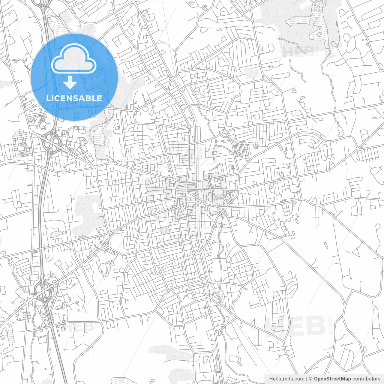 Brockton, Massachusetts, USA, bright outlined vector map