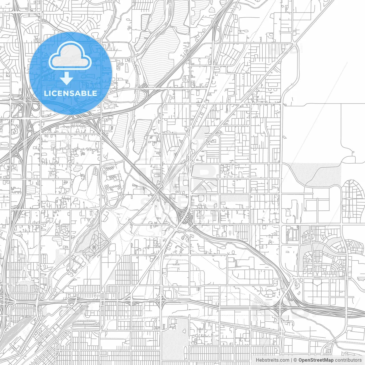 Commerce City, Colorado, USA, bright outlined vector map