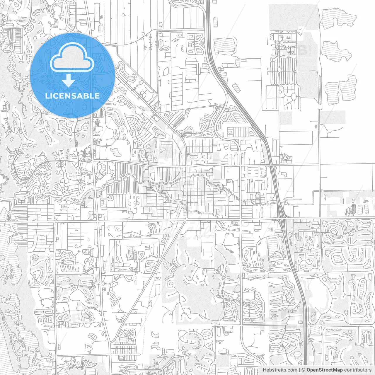 Bonita Springs, Florida, USA, bright outlined vector map