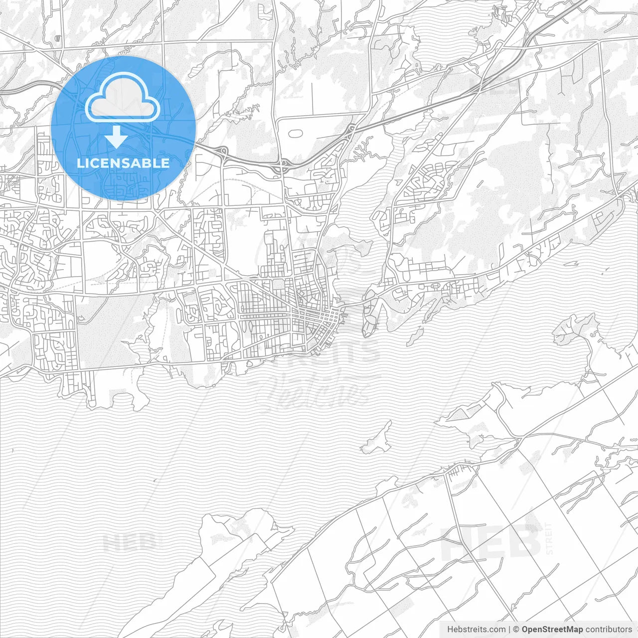 Kingston, Ontario, Canada, bright outlined vector map