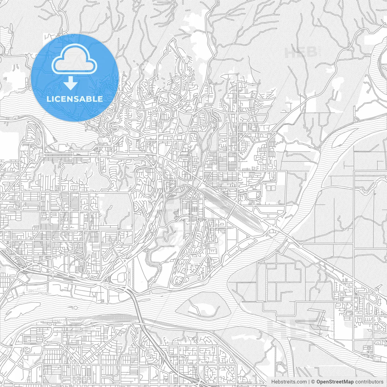 Port Coquitlam, British Columbia, Canada, bright outlined vector map
