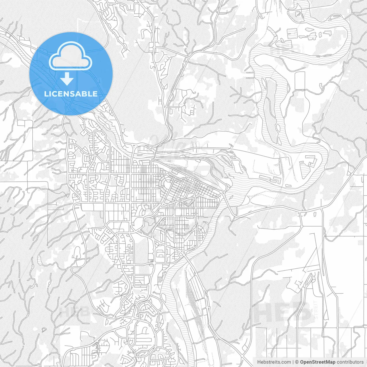Prince George, British Columbia, Canada, bright outlined vector map