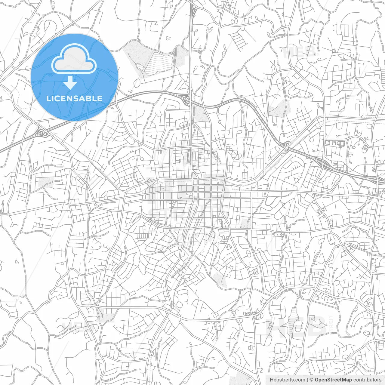 Gastonia, North Carolina, USA, bright outlined vector map