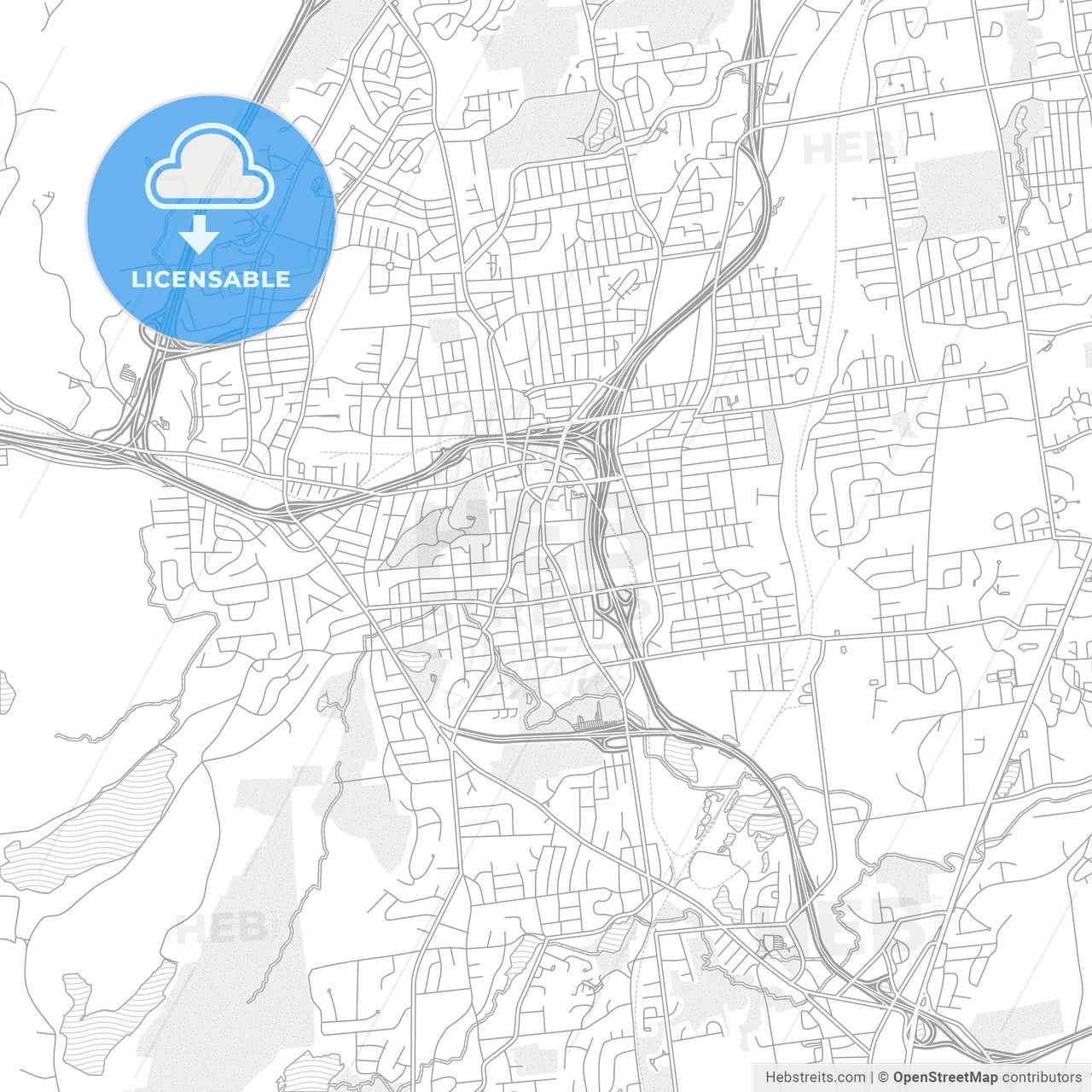 New Britain, Connecticut, USA, bright outlined vector map