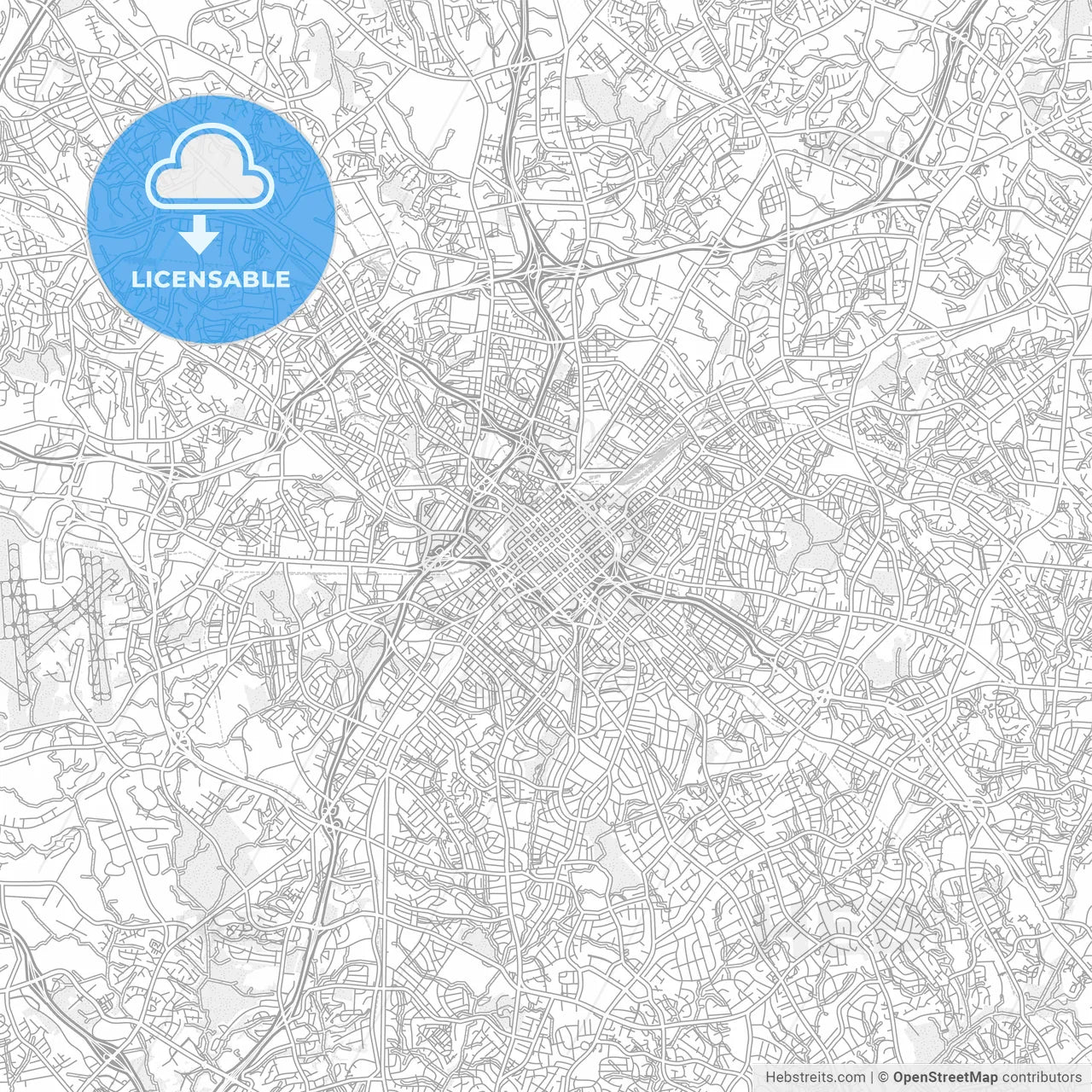 Charlotte, North Carolina, USA, bright outlined vector map