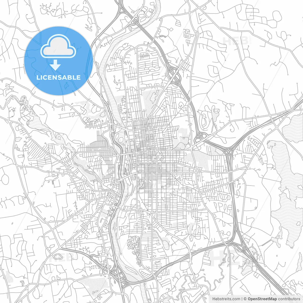 Manchester, New Hampshire, USA, bright outlined vector map