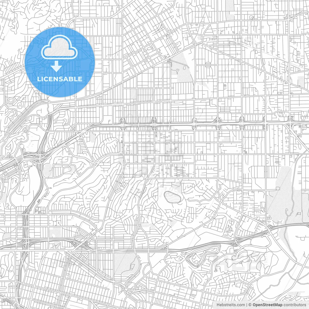 Monterey Park, California, USA, bright outlined vector map