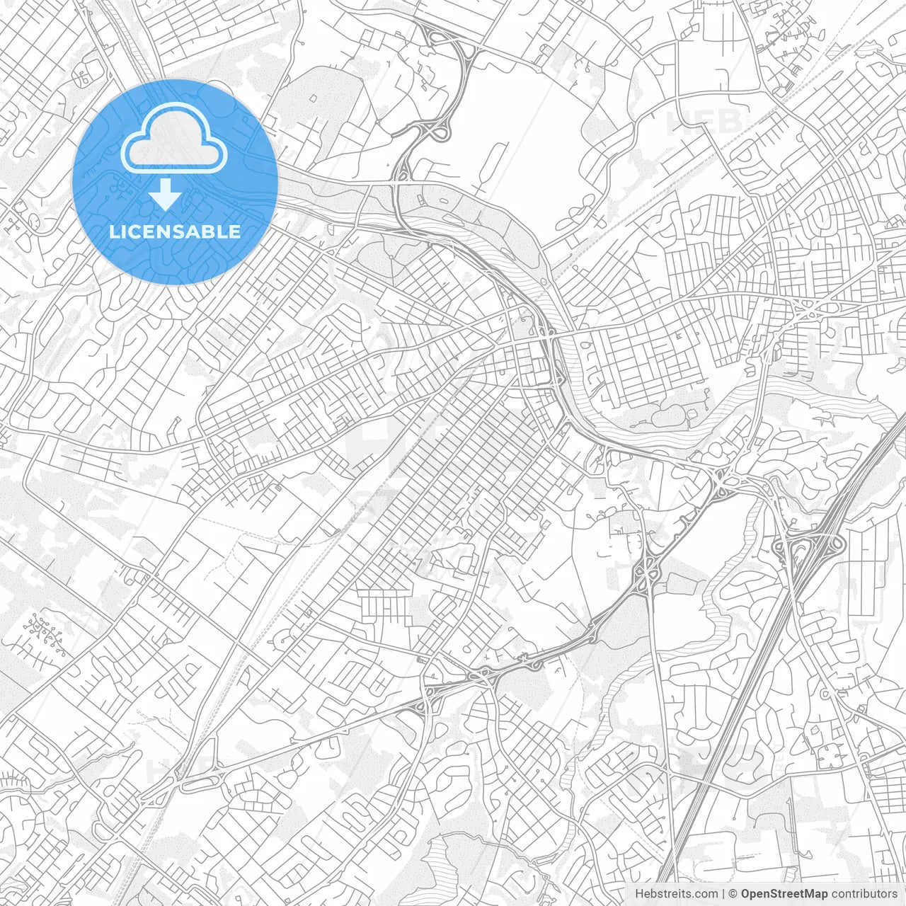 New Brunswick, New Jersey, USA, bright outlined vector map