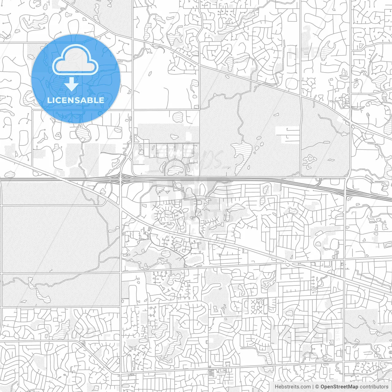 Hoffman Estates, Illinois, United States of America, bright outlined vector map