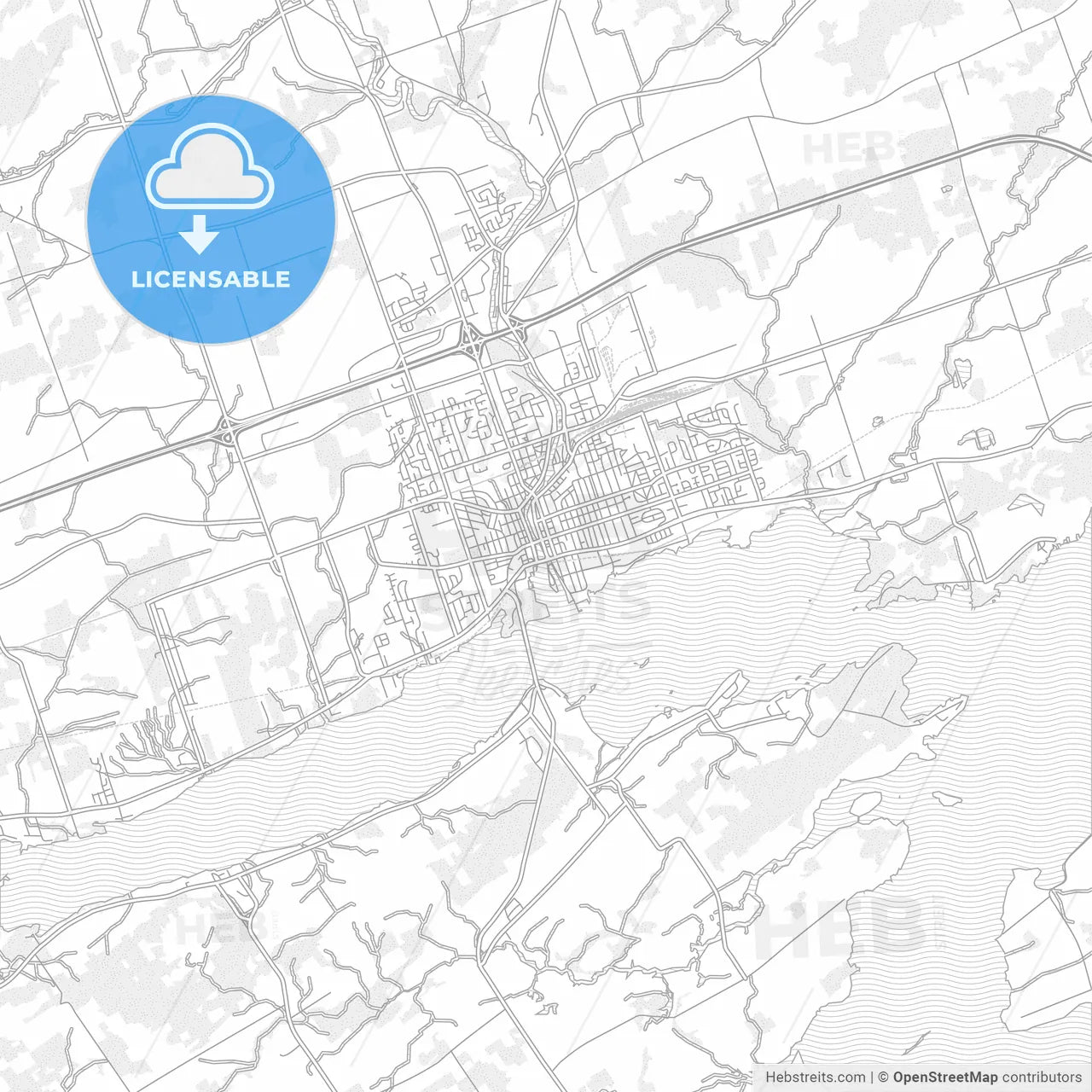 Belleville, Ontario, Canada, bright outlined vector map