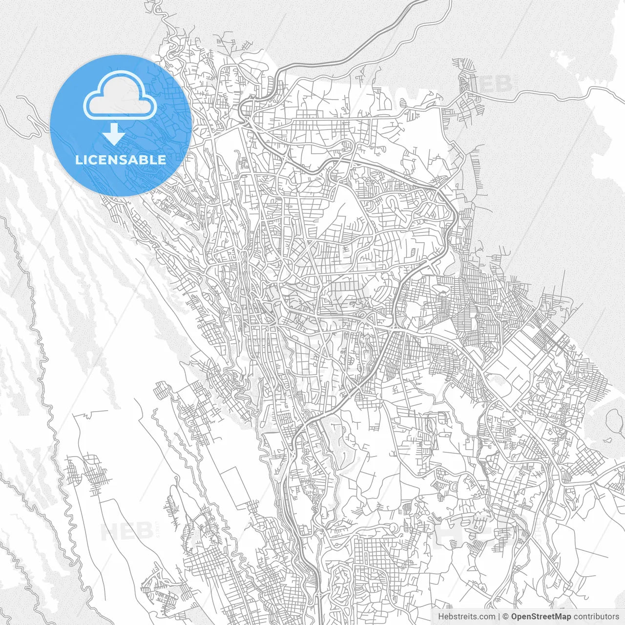 Cuernavaca, Morelos, Mexico, bright outlined vector map