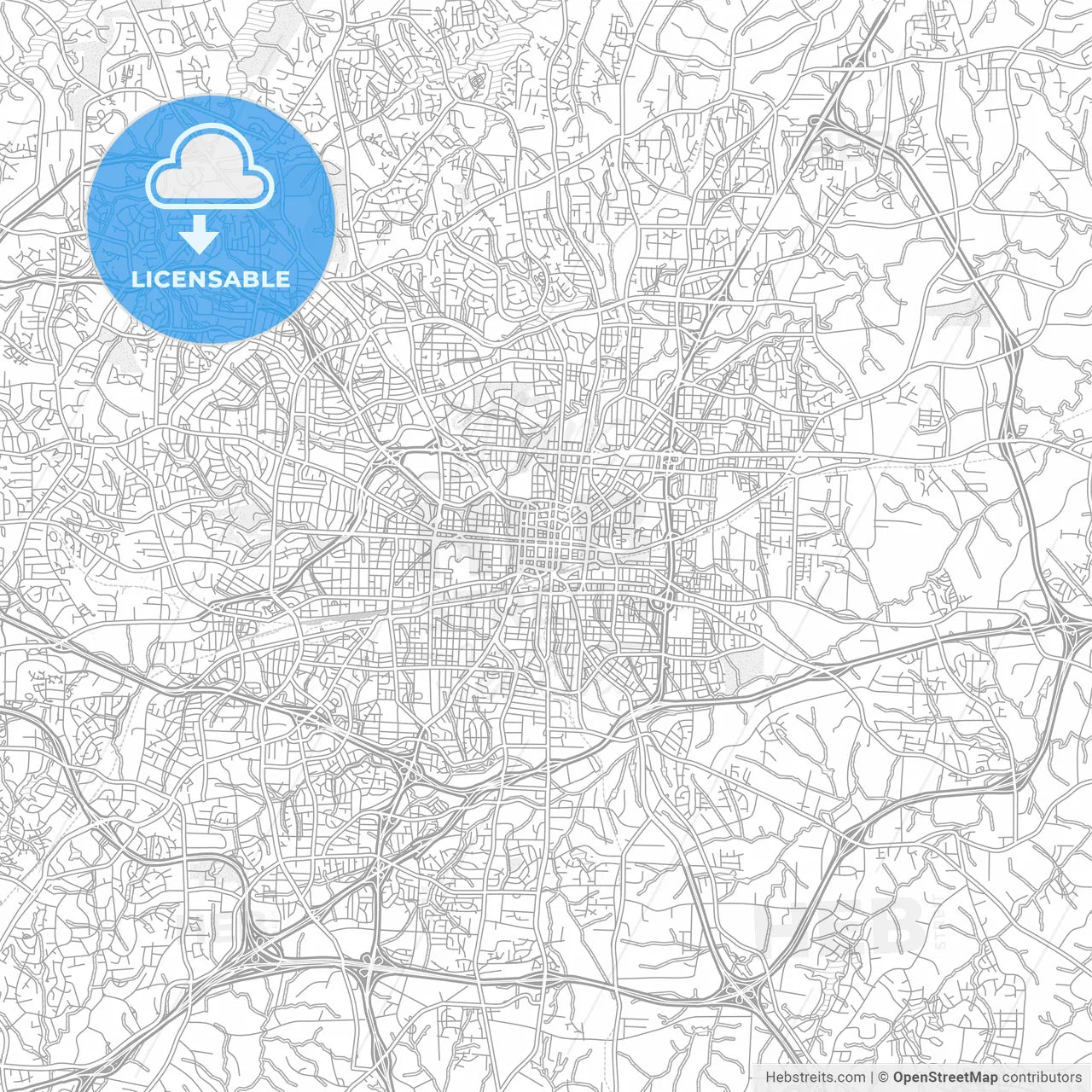 Greensboro, North Carolina, USA, bright outlined vector map