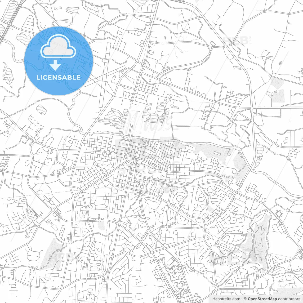 Greenville, North Carolina, USA, bright outlined vector map