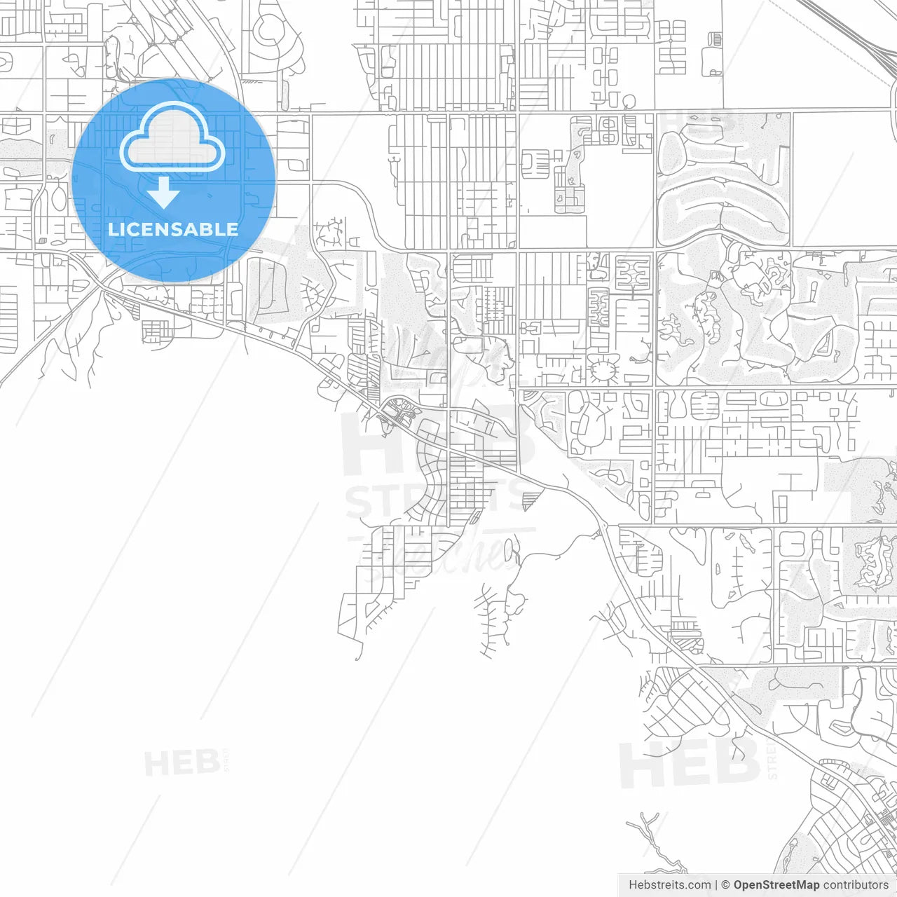 Cathedral City, California, United States of America, bright outlined vector map