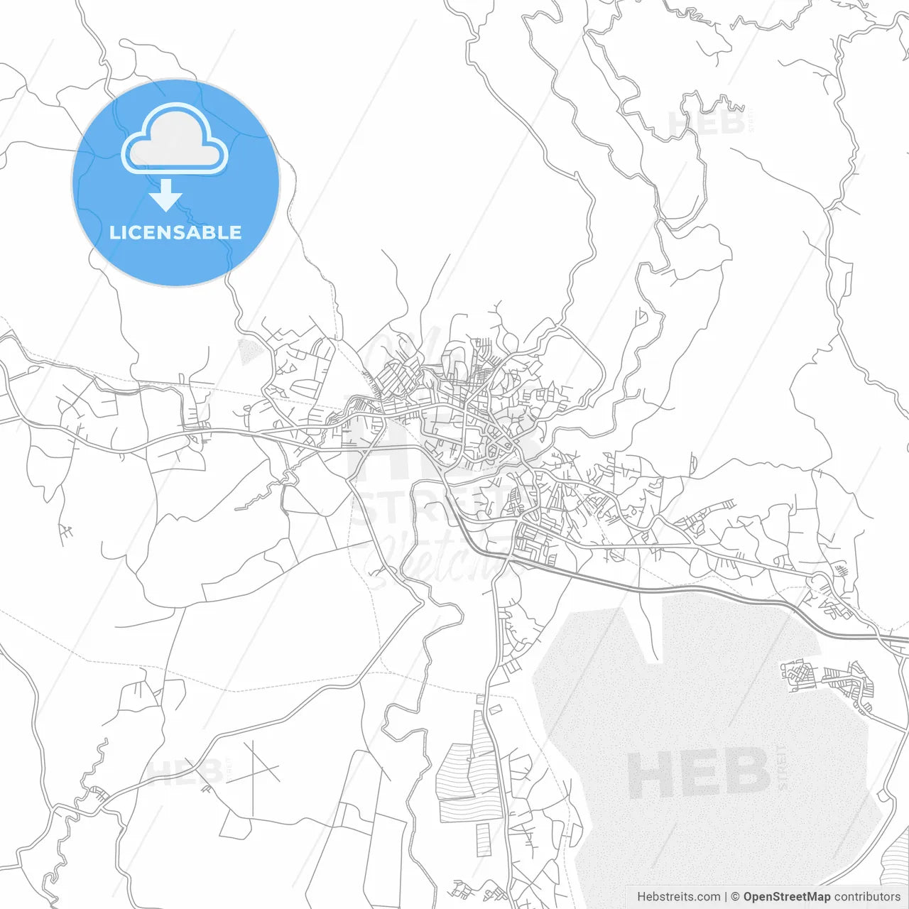 May Pen, Manchester, Jamaica, bright outlined vector map
