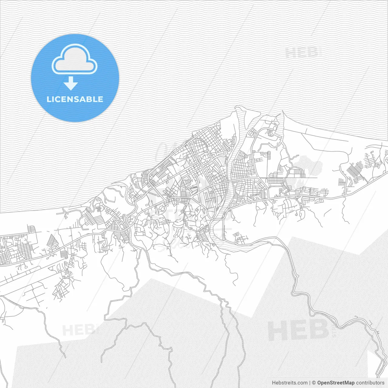 La Ceiba, Atlántida, Honduras, bright outlined vector map