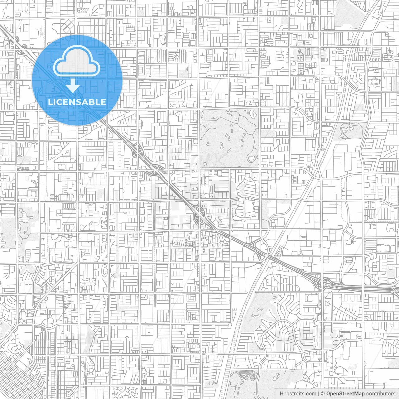 Fountain Valley, California, USA, bright outlined vector map