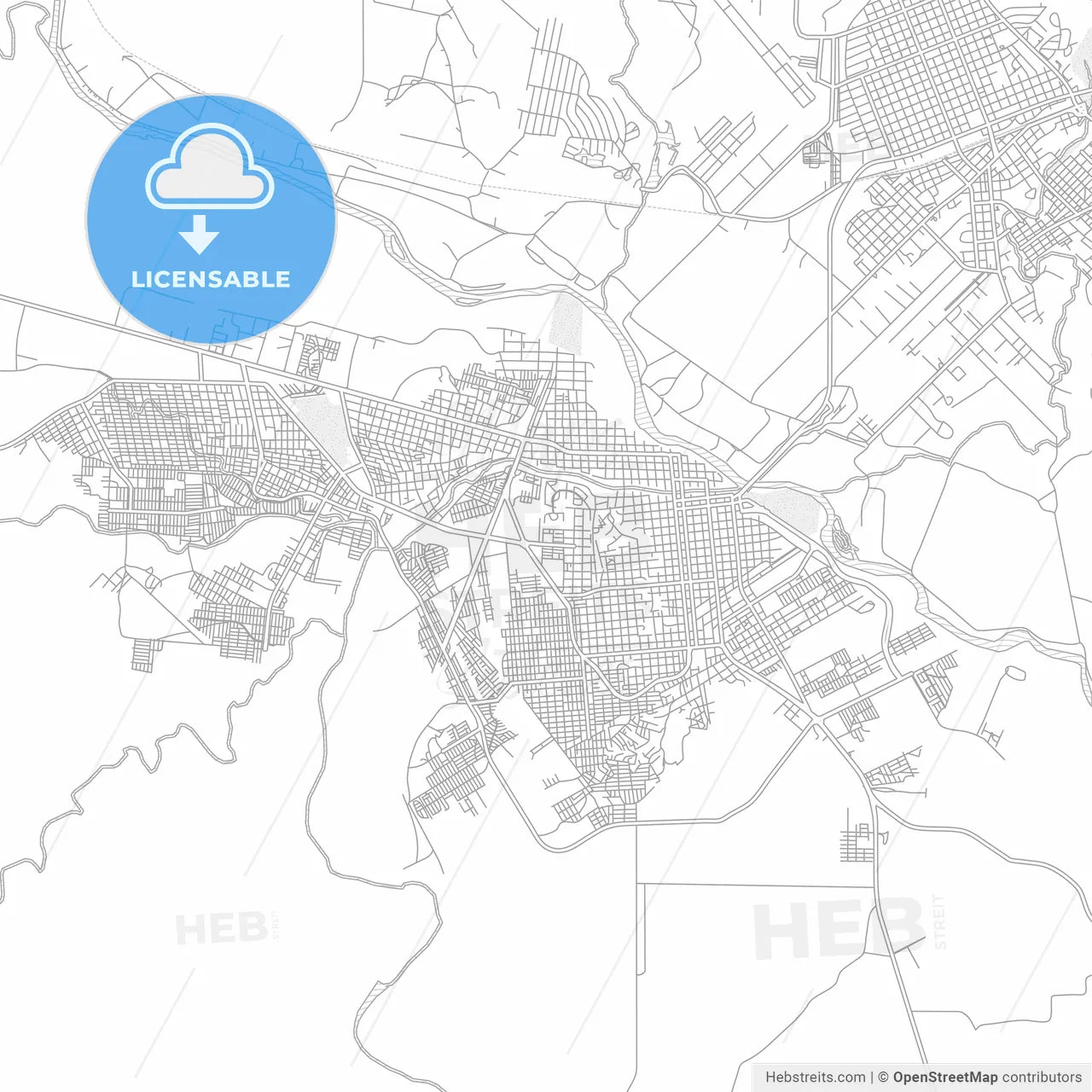 Ciudad Acuña, Coahuila, Mexico, bright outlined vector map