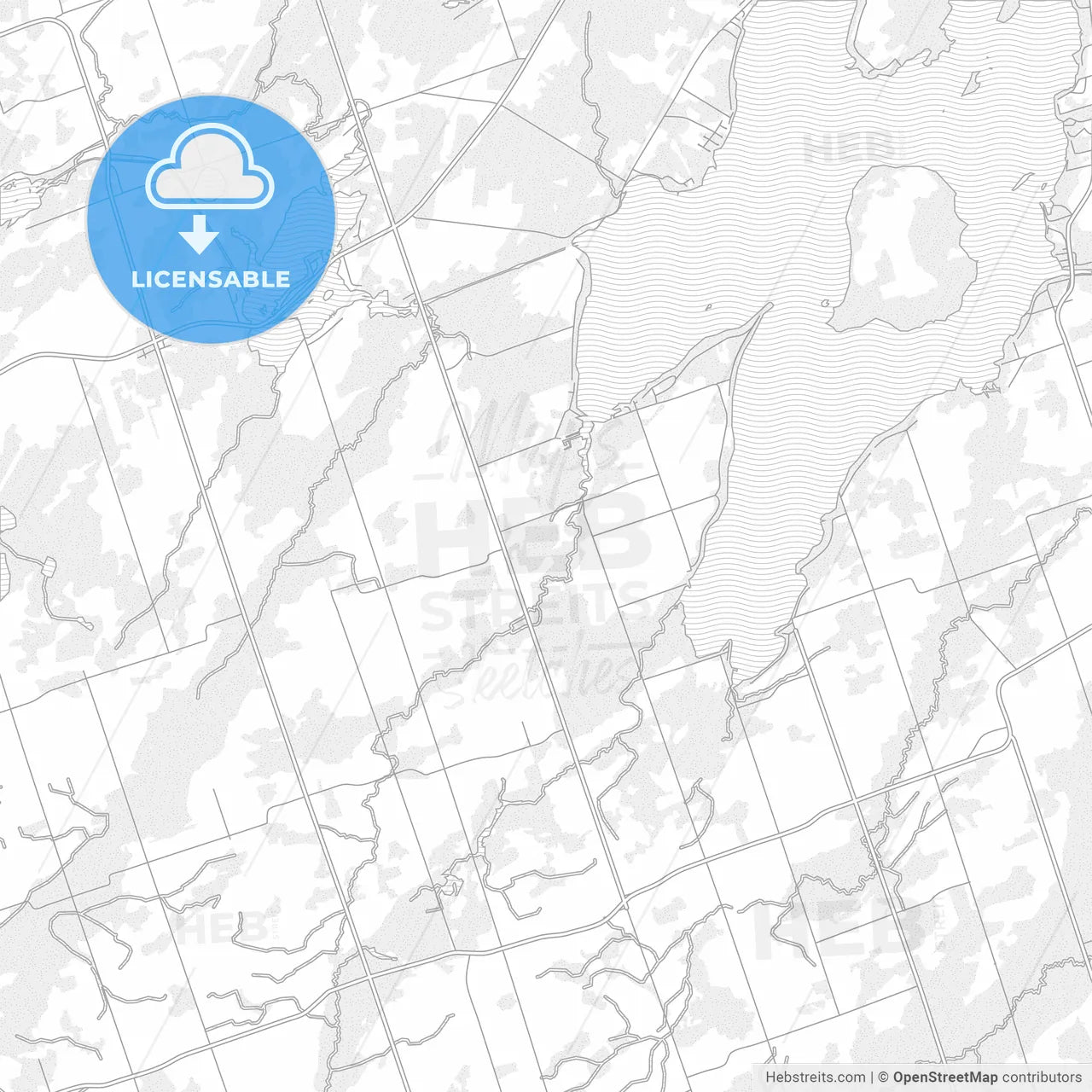 Kawartha Lakes, Ontario, Canada, bright outlined vector map