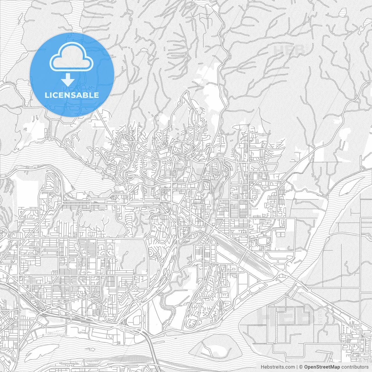 Coquitlam, British Columbia, Canada, bright outlined vector map