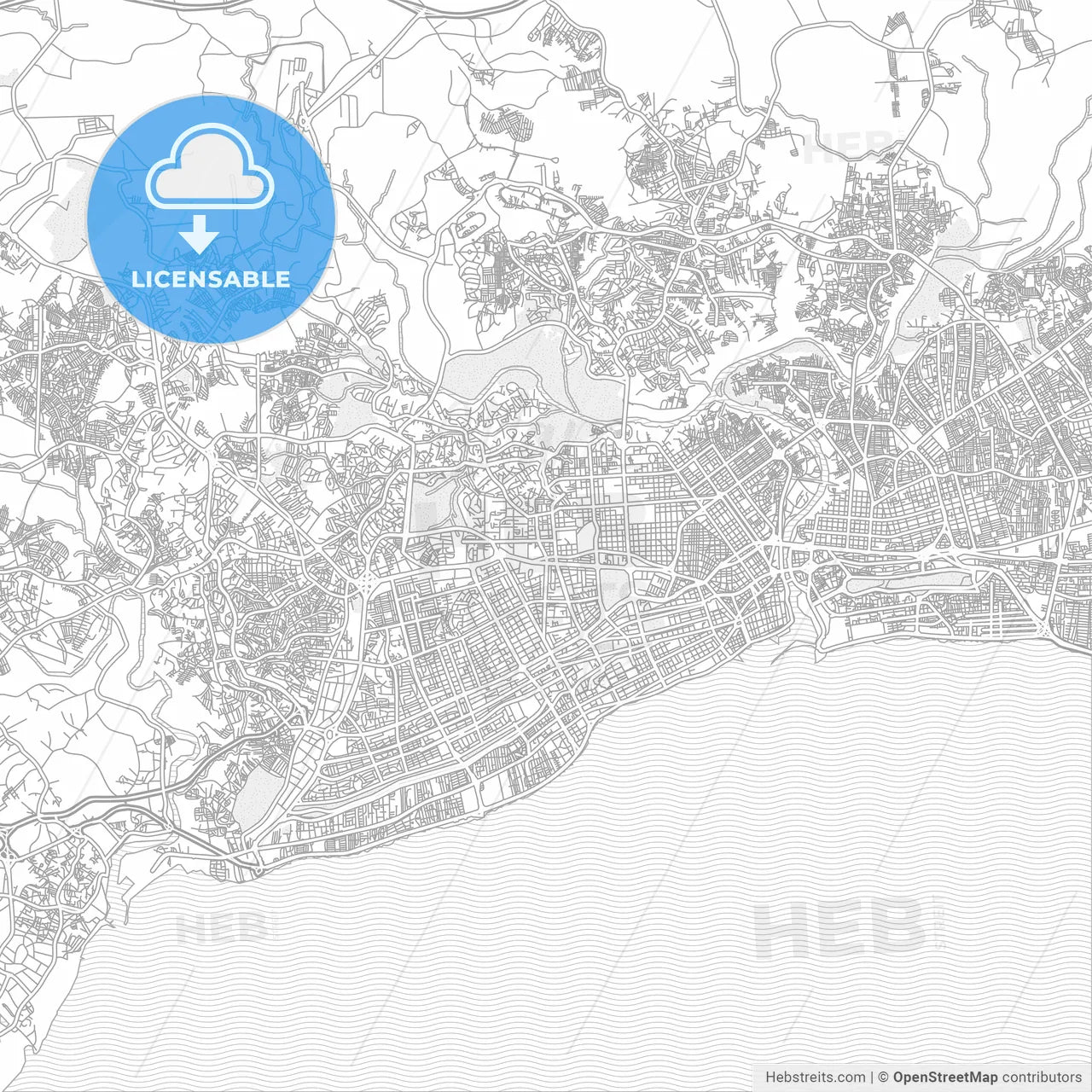 Santo Domingo, Distrito Nacional, Dominican Republic, bright outlined vector map