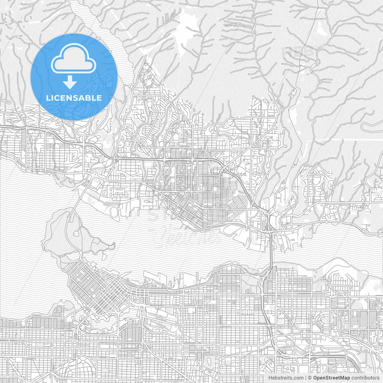 North Vancouver, British Columbia, Canada, bright outlined vector map