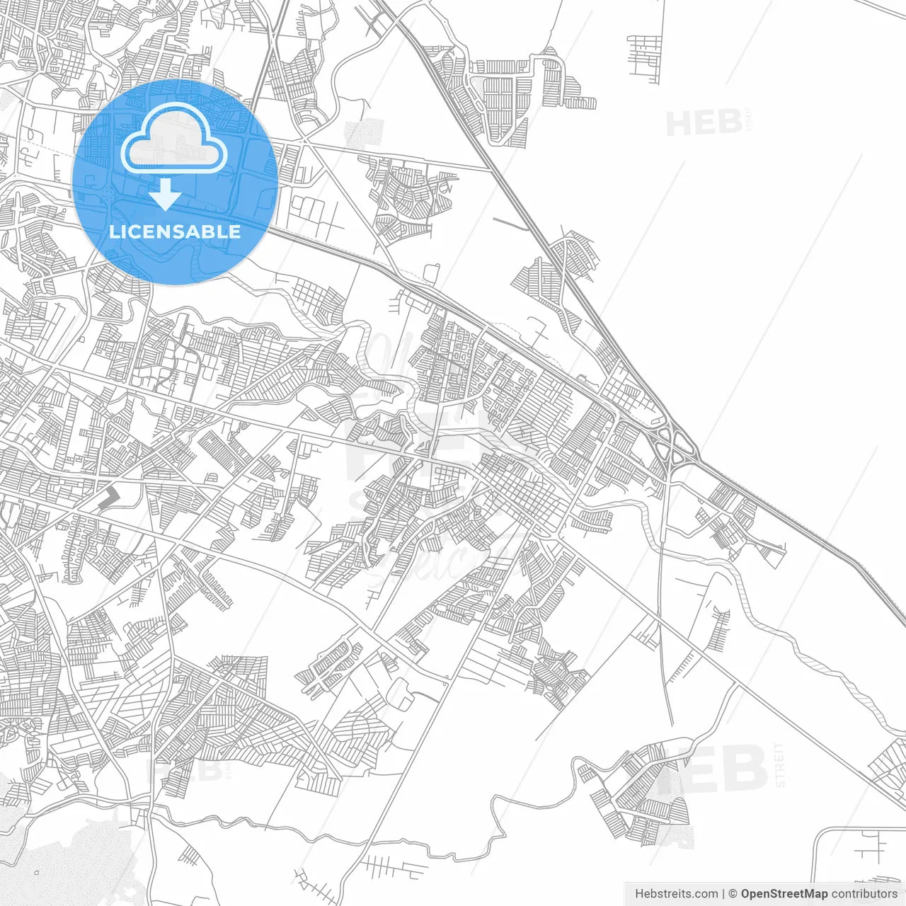 Ciudad Benito Juárez, Nuevo León, Mexico, bright outlined vector map