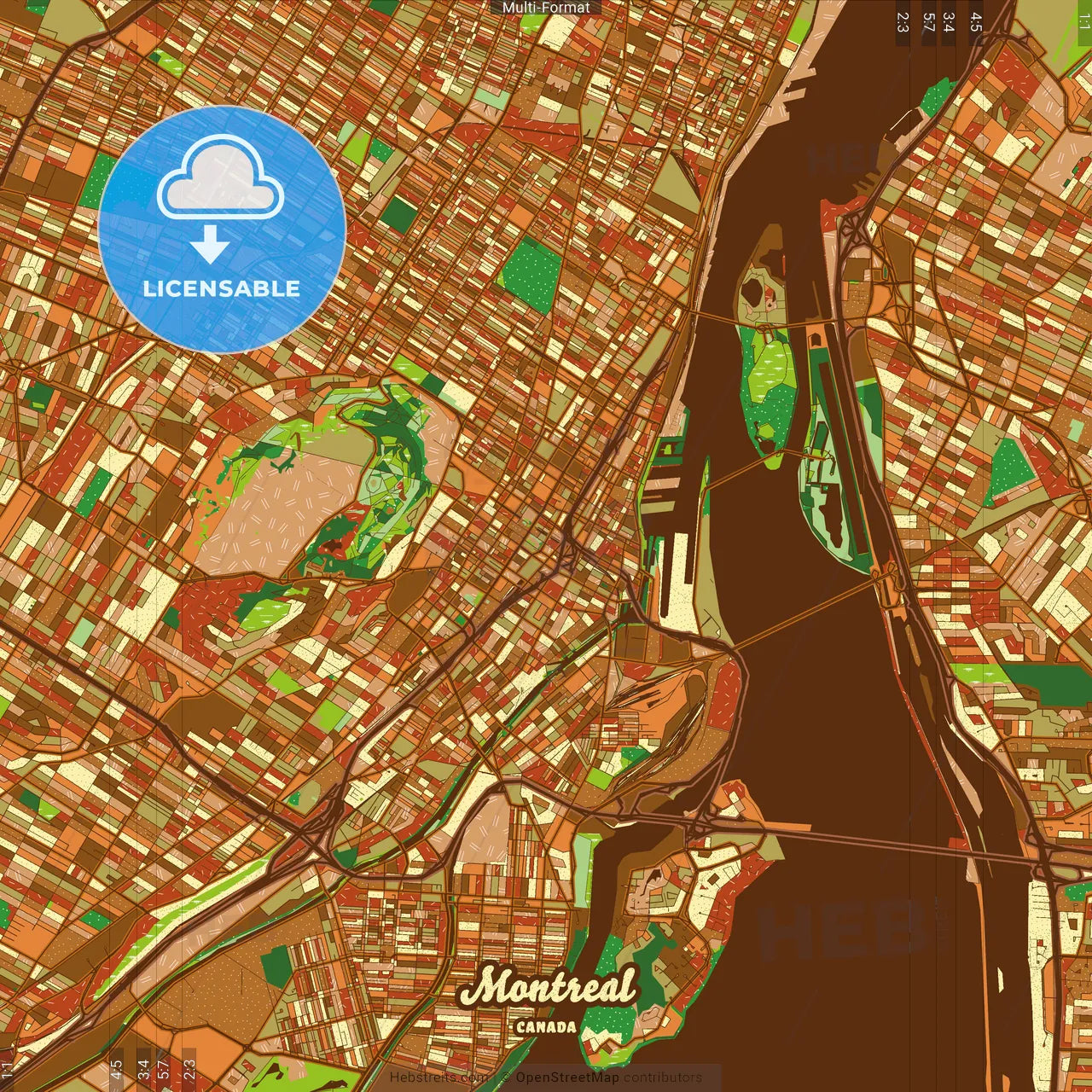 Montreal Canada Farmhouse Poster Art Map Template