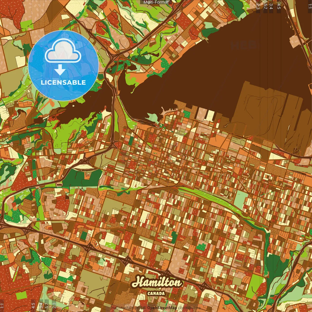 Hamilton Canada Farmhouse Poster Art Map Template