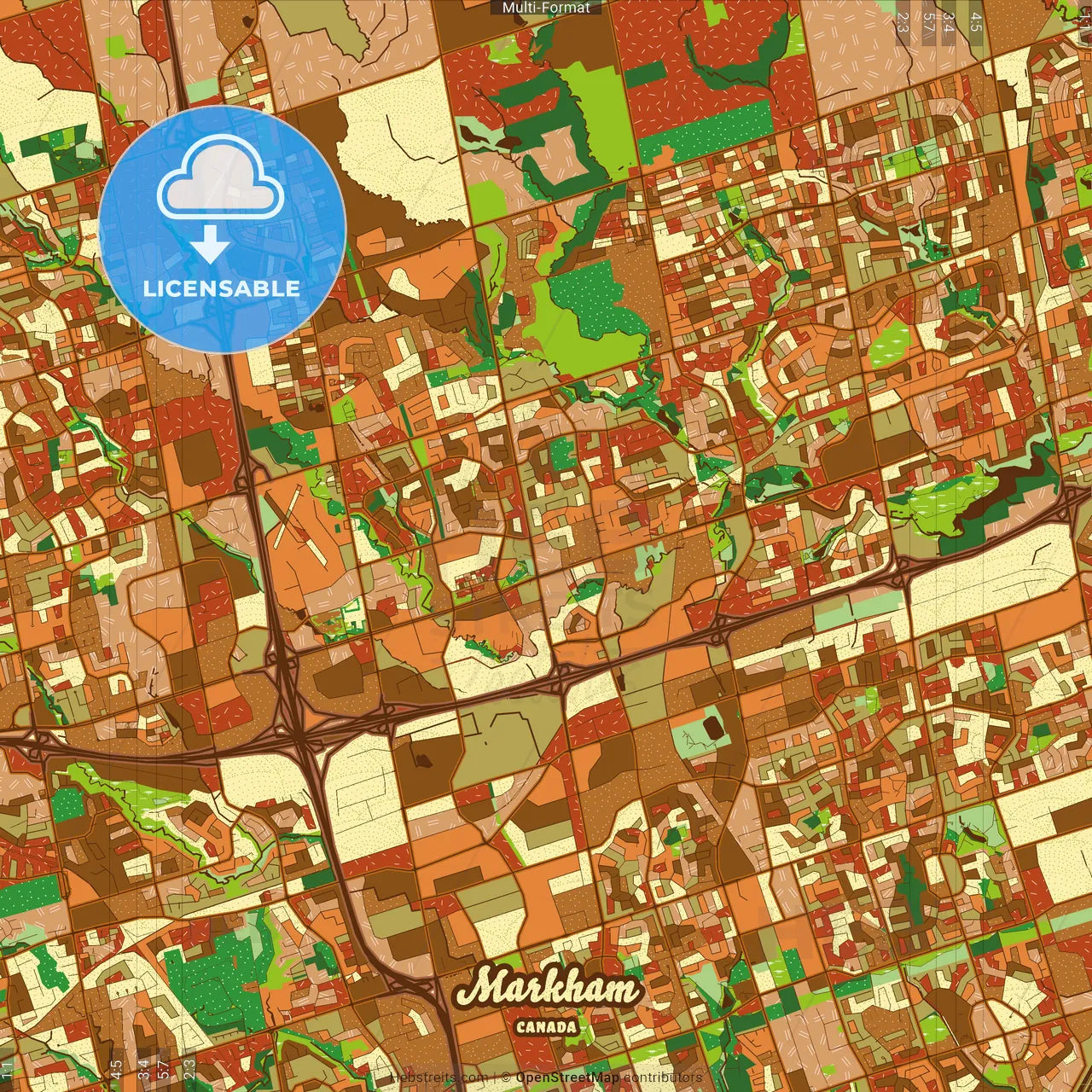 Markham Canada Farmhouse Poster Art Map Template