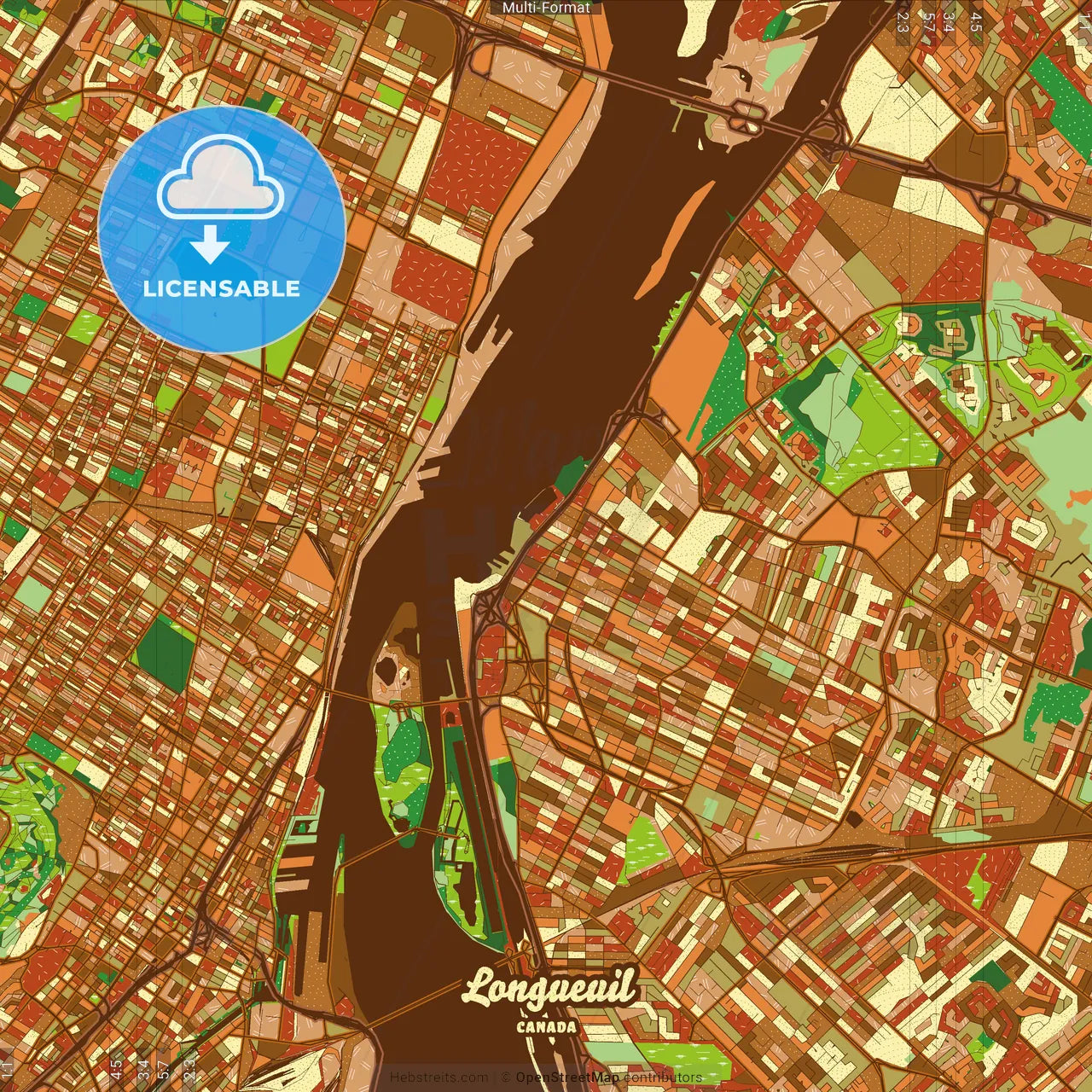 Longueuil Canada Farmhouse Poster Art Map Template