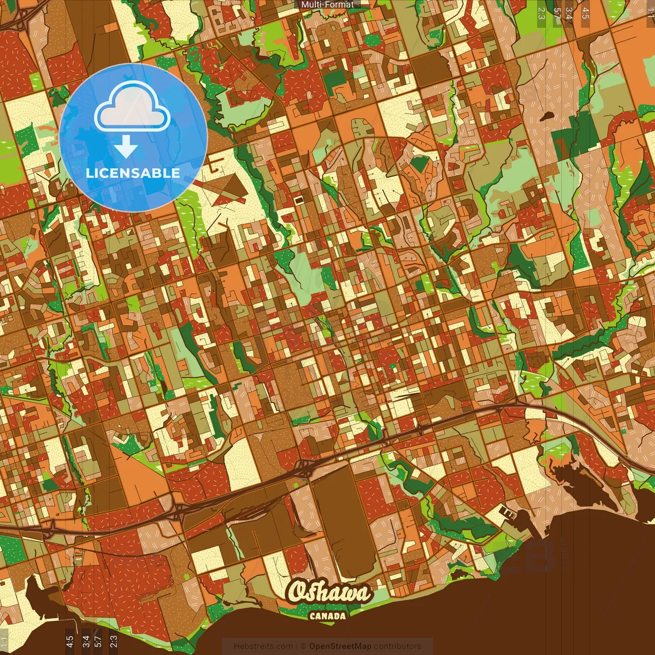 Oshawa Canada Farmhouse Poster Art Map Template