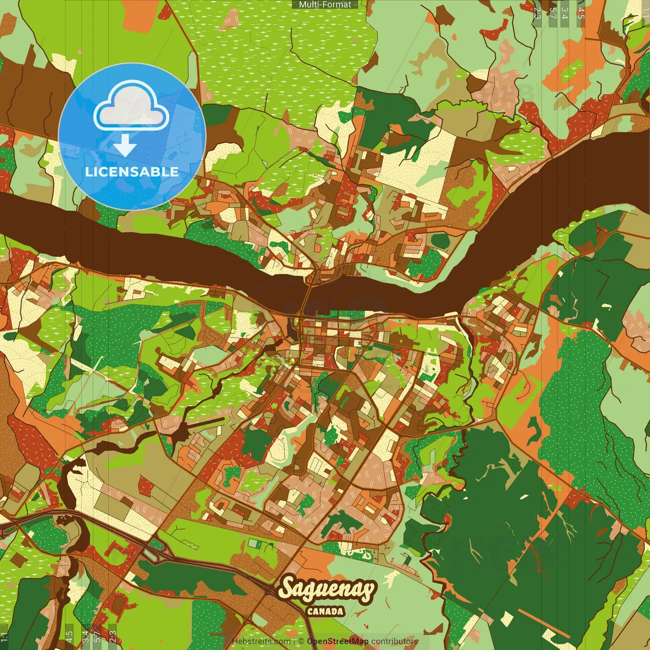 Saguenay Canada Farmhouse Poster Art Map Template