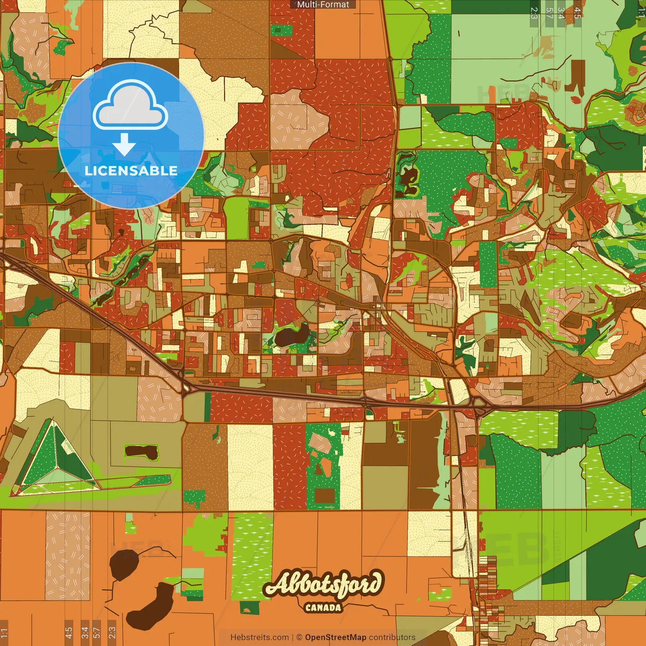 Abbotsford Canada Farmhouse Poster Art Map Template