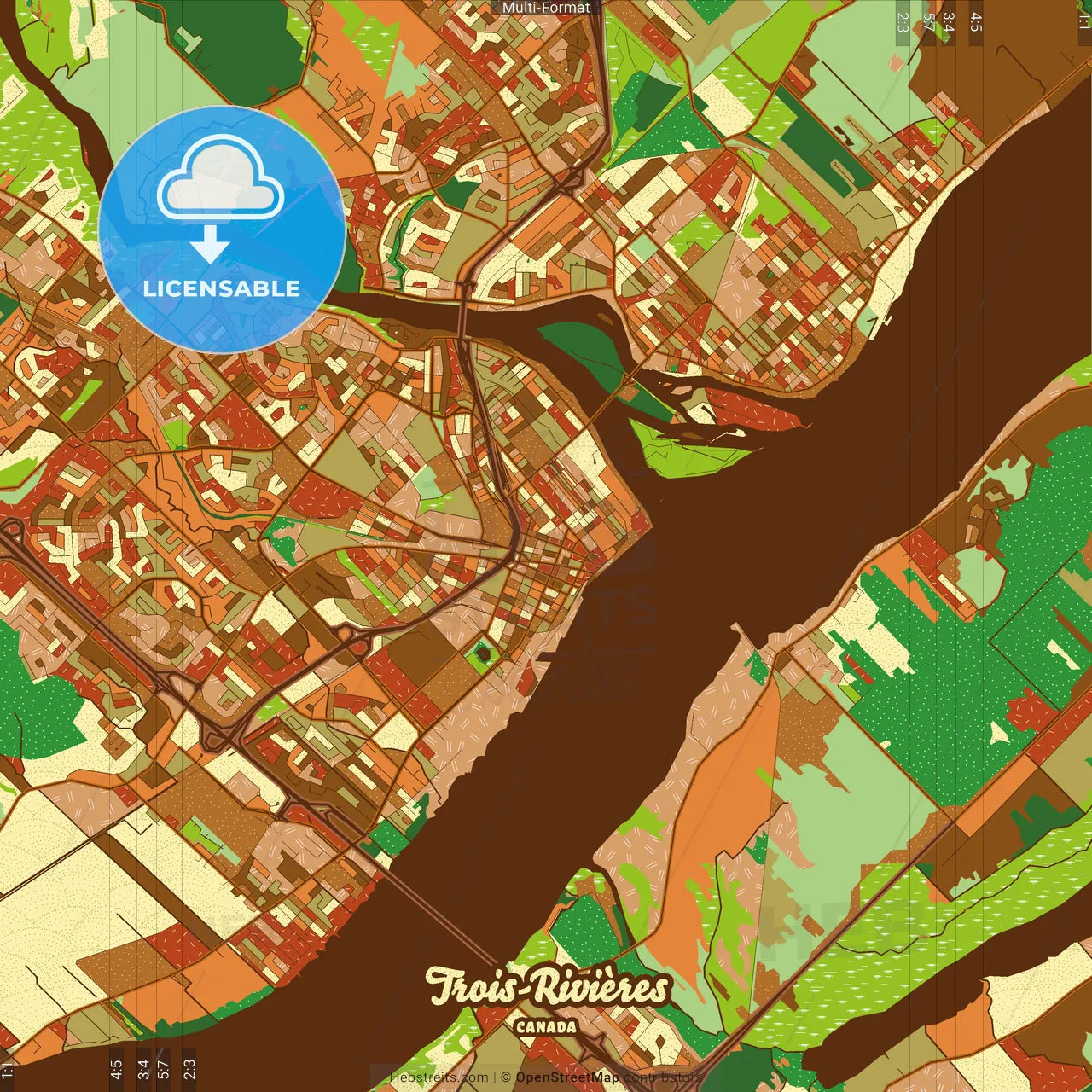 Trois-Rivières Canada Farmhouse Poster Art Map Template