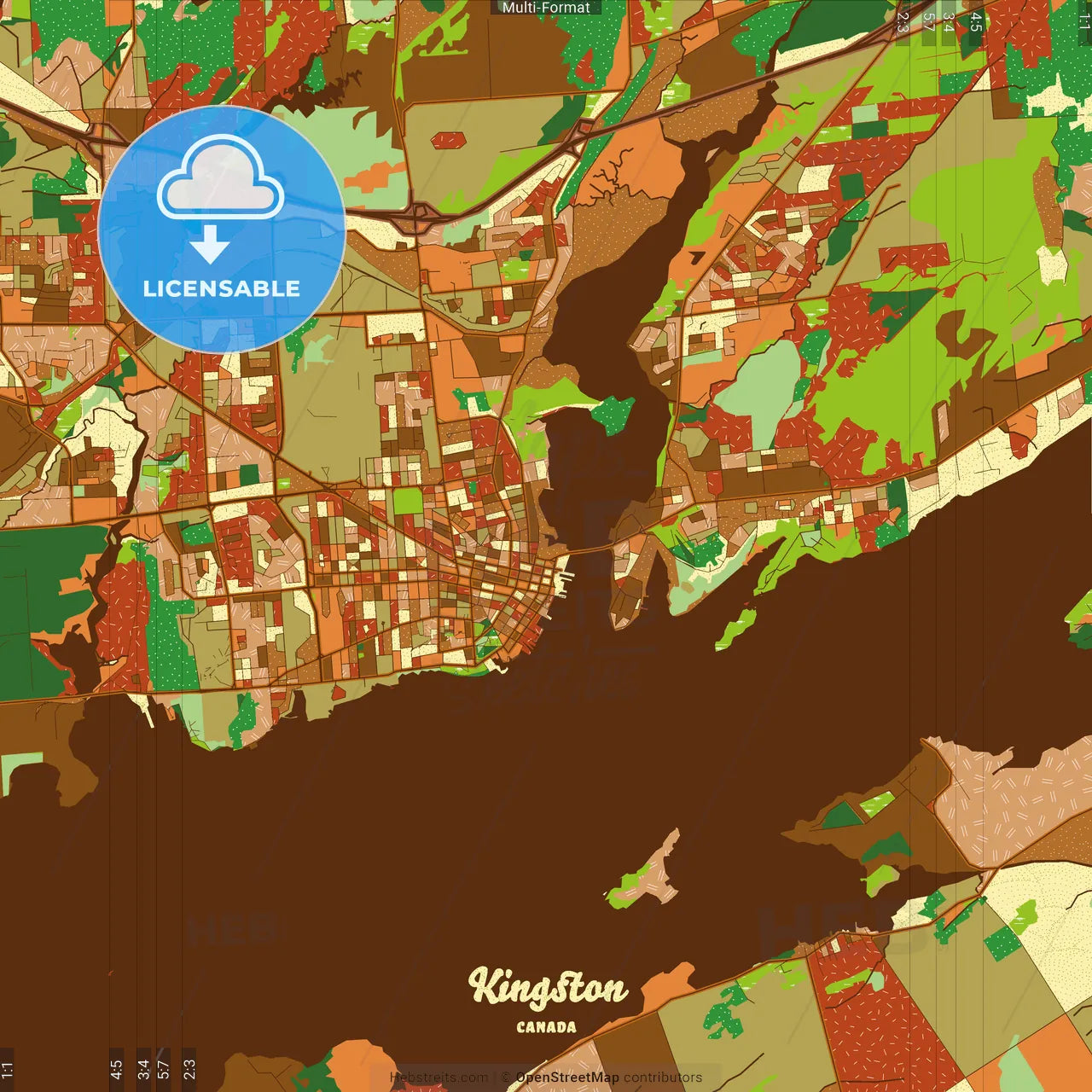 Kingston Canada Farmhouse Poster Art Map Template