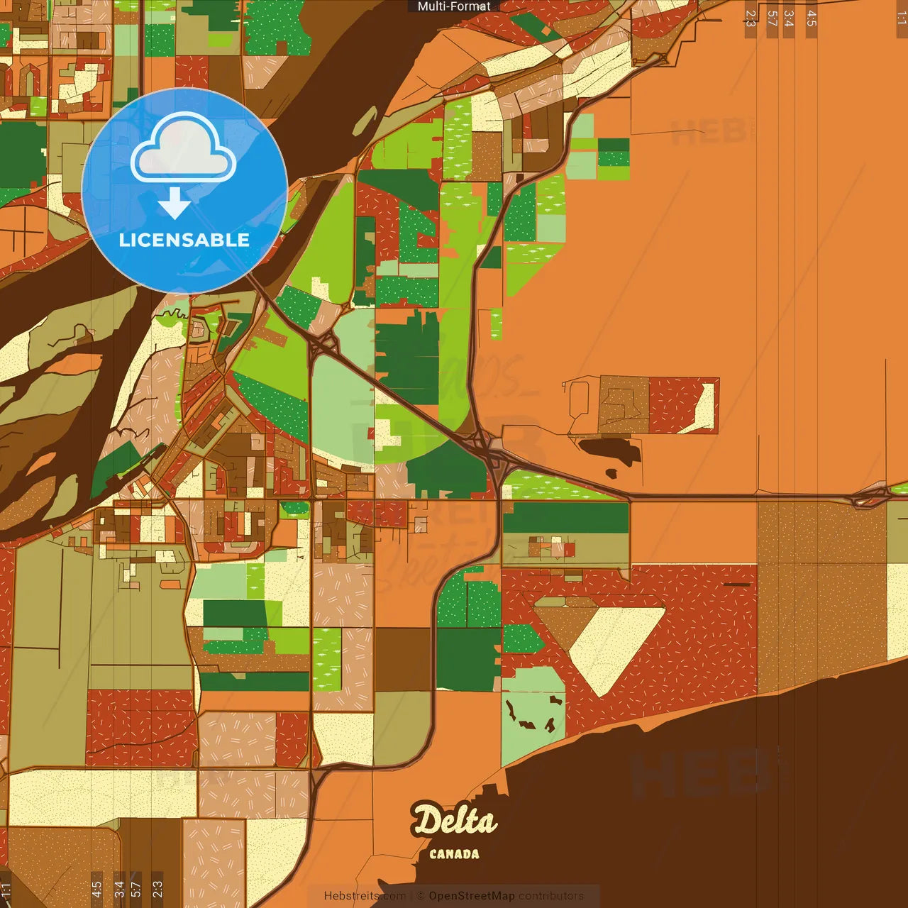 Delta Canada Farmhouse Poster Art Map Template