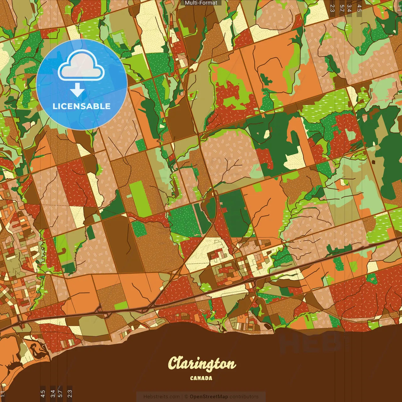 Clarington Canada Farmhouse Poster Art Map Template