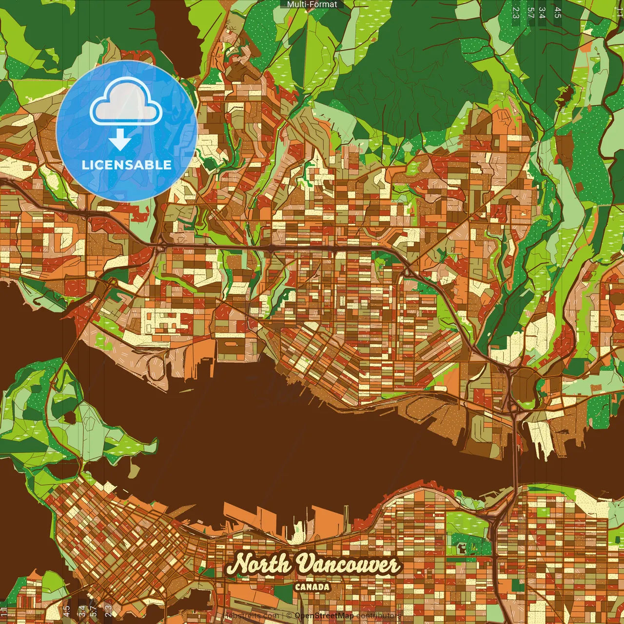 North Vancouver Canada Farmhouse Poster Art Map Template