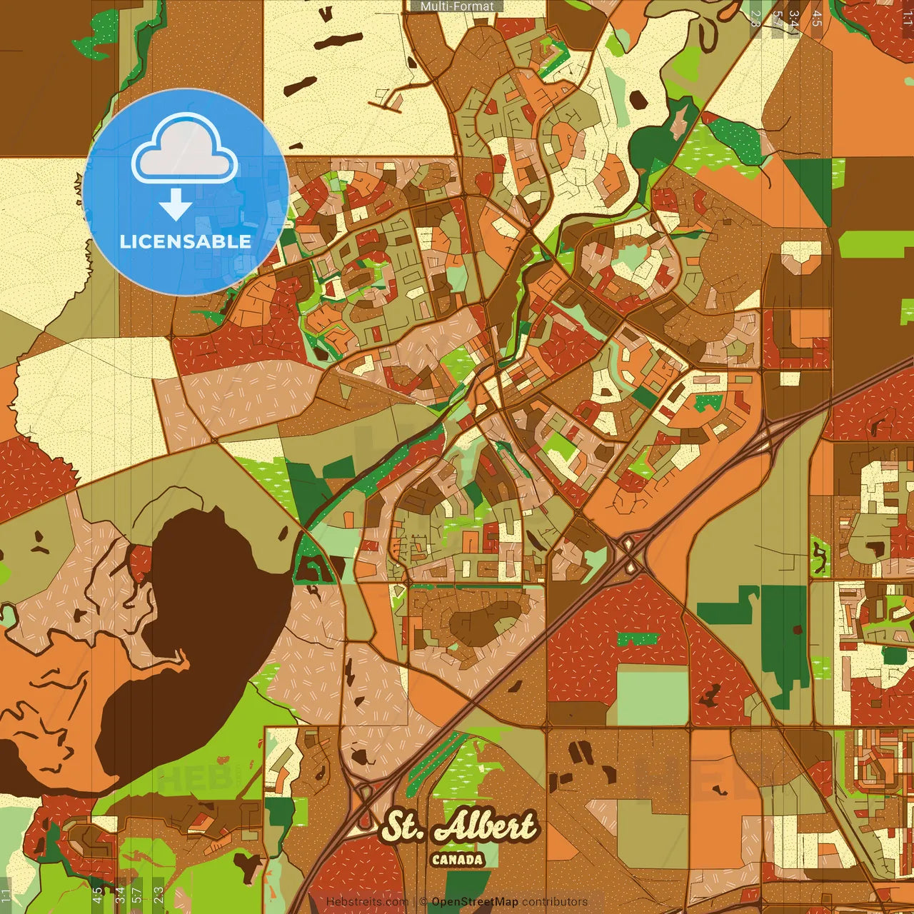 St. Albert Canada Farmhouse Poster Art Map Template