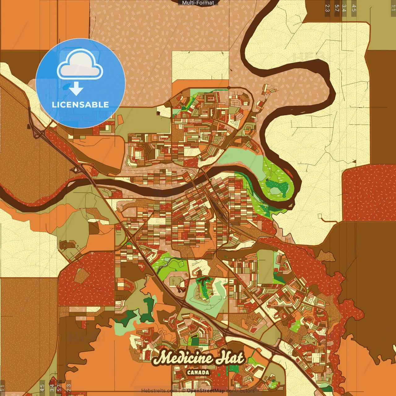 Medicine Hat Canada Farmhouse Poster Art Map Template